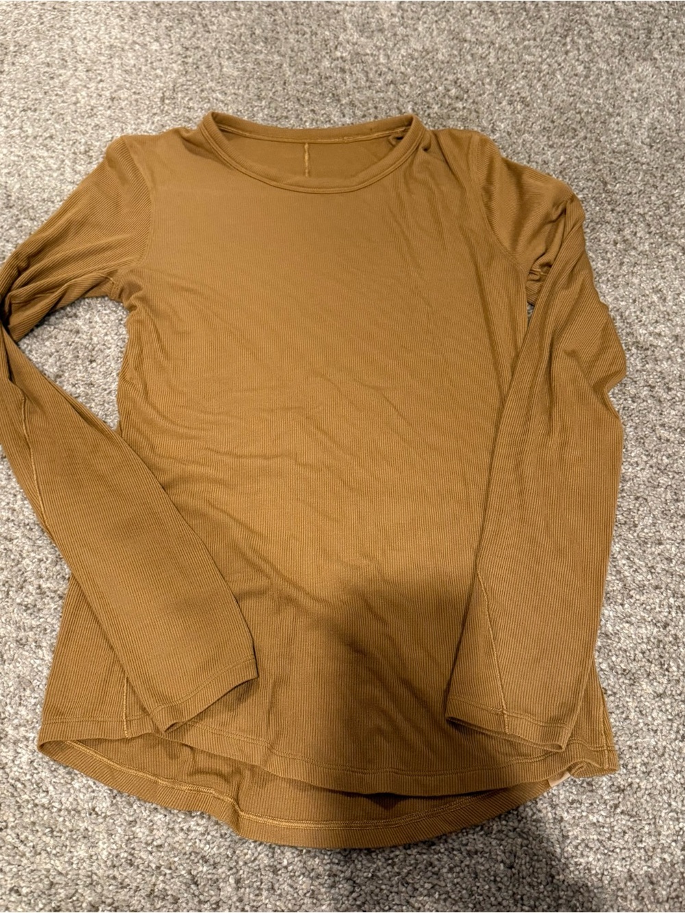 Lululemon Hold Tight Women’s Long Sleeve Ribbed Top - Mustard Brown